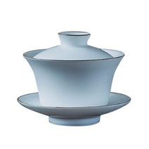 경덕진 지백 방저 개완 찻잔 대, 골드+화이트, 2개