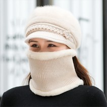중년 여성 방한 모자 넥워머 셋트 엄마 할머니 방한모자 털모자 여자