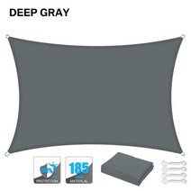 카페 그늘막 썬쉐이드 방수 쉐이드 차광막 대형 햇빛 가리개 돛 물 투과성 UV 블록 캐노피 헤비 듀티 카포트 파티오 야외 정원 텐트 천 천막용 5x3M, Deep Gray+Sail with 24Pcs Kits