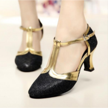 BLAVALLEY 여성 실내 실외 라틴댄스화 댄스슈즈 빅사이즈S1, 240, 골드