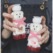 곰돌이 물병 50개 밀크티 보틀 아이돌 굿즈제작 베어 허니통 소스, 50세트