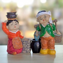 B819/민속인형/2p/인형/인테리어소품/외국인선물/한국전통선물, 물지게인형