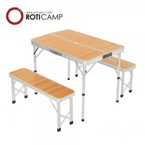 의자분리형 알루미늄 벤치 접이식 테이블 캠핑 용품, 의자분리형테이블우드