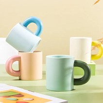 예쁜 카페 머그컵 파스텔 감성 뭉툭 머그잔, 핑크, 1개