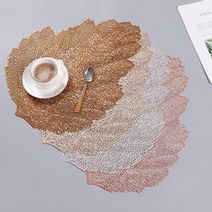 우드테이블매트 식탁매트 테이블데코 나뭇잎 매트우드테이블매트 원목식탁매트 원목식탁유리 테이블데코 식탁데코 식탁방수매트 테이블장식 식탁플레이팅 대리석식탁매트 원형테이블매트, 골드