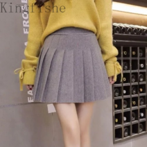 [Kingfishe]가을 겨울 모직 미니 스커트 주름 치마 여자 dian251104bs1