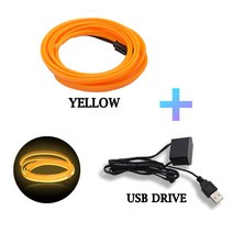자동차 실내 인테리어 무드등 조명 자동차 인테리어 조명 LED 스트립 장식 화환 와이어 로프 튜브 라인 유, 17 yellow-usb_01 1M