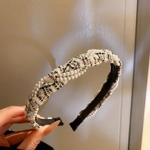 셀프웨딩 신부 헤어악세사리 티아라 촬영 소품여성을위한 진주 헤어 밴드 달콤한 검은 활 머리띠 고리 홀더