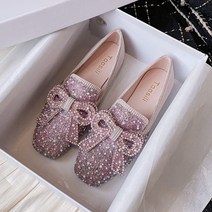 41-43 큰 크기 크리스탈 활 플랫 신발 여자 진주 구슬 통기성 발레 아파트 아름다움 버클 moccasins 여성을위한
