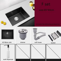 304 스테인리스 스틸 소재 블랙 색상 주방 싱크대 채소 세척 분지 카운터 또는 udermount 위, CHINA, 06 F set