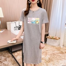 [오늘발송] 스타일아유 여름 풍경 프린트 찰랑 롱티셔츠 캐쥬얼 홈웨어 라운드 반팔원피스[AYG6OP327A]