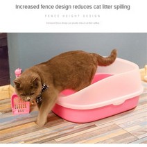 고양이 냥냥이 평판형 배변 화장실 개 상자 개 트레이 teddy anti-splash, 큰 분홍색, 그림 쇼로