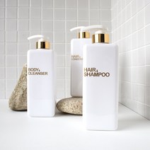 부르크 사각 욕실 디스펜서 샴푸통, 화이트 골드, 볼드폰트, HAND WASH, 1개
