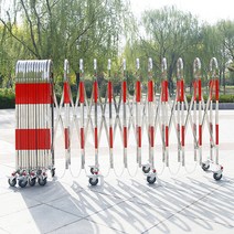 이동식 접이식 자바라 바리케이트 보안 울타리 바퀴식 펜스 정문 주차 스틸 바리케이트, 1.1x8m