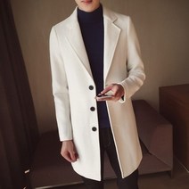 남성용 미드 롱 바람막이 럭셔리 라펠 정장 재킷 코트 가을 겨울