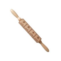 GHSHOP en 롤링 핀 새겨진 빈티지 패턴 테이퍼 롤러 파이 크러스트 양각 생과자, 14 인치, 목재, JM01676., 1개