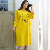 이힝 [로켓]푸우 프린팅 이지룩 홈웨어 맨투맨 롱원피스