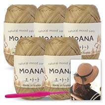 [니뜨] 모아나실(40g)x5볼+모사용코바늘 6/0호+모아나 리본햇 도안, 115_라탄