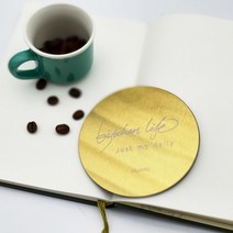 골드 코스터 원형 스텐 위스키 티 컵 받침 메탈 잔 홀더 받침 각인