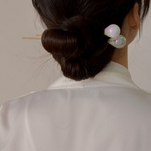 오다마켓 진주 헤어 비녀 롱 진주 올림머리 일자 비녀