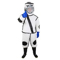 방역복 내화학복 공장 안전복 내화학 작업복 일체형, 볼록 마스크 흰색 그물 말벌 슈트 S