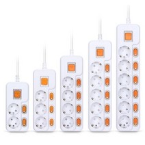국산 개별 메인 스위치 멀티탭 현대 2구 3구 4구 5구 6구 1.5M 3M 5M 10M (16A) 2800W 현대 개별 멀티탭, 6구 10M (HMP-610)