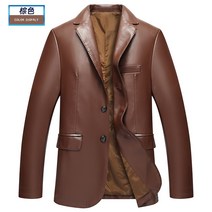 남성슈트코디 가죽옷 남자 가을겨울 중노년층 위 셋업 아빠룩 코트 중년 가죽자켓 두 알 단추 2740650541