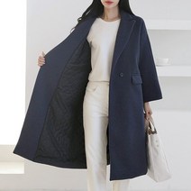 [스위트플러스] 임산부 안누빔 모직 롱 코트 빅사이즈 네이비라인