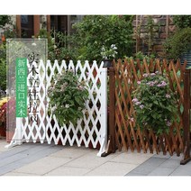 ANKRIC 나무울타리 팬스 파티션 야외 칸막이 격자체크 방부목재 식당 장식 자바라식 기둥 인테리어, 두툼0.7다크브라운115X160