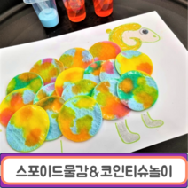 유아 스포이드 물감놀이 코인티슈놀이 화장솜염색 무지개물고기, 스포이드 물감놀이와 코인놀이