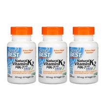 3개X Doctors BEST K2 MK7 메나Q7 100mcg 60베지캡슐, 3개X Doctors BEST K2 MK7 메나, 3개