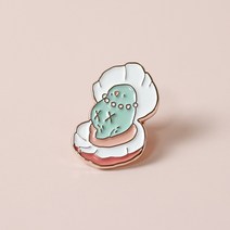 아가새 금속 핀뱃지-진주사자나미