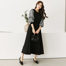 MAY 체크 시보리 메이 롱 원피스 (2color)