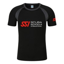 스쿠버티셔츠 스킨스쿠버 다이버 산업잠수 단체티 남자의 새로운 여름 ssi 인쇄 뜨거운 판매 o-넥 유행 반바지 라글란 소매 컬러 블록 탑스