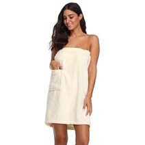 The Bund 여성용 스파 타월 랩 100% 면 샤워 목욕 바디 랩 포켓 포함, Cream_XX-Large-3X-Large