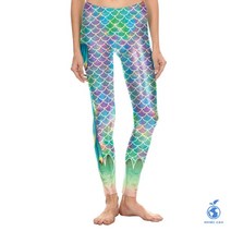 축제 공연 소품 패션 높은 허리 다채로운 인어 물고기 비늘 스키니 스판덱 바지 실행 레깅스 여성, M, KDK1822