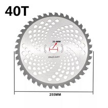 잔디깍기 수동식 잔디깍는기계 잔디깎이 제초기 연초기 40 치아 원형 톱 블레이드 255mm 잔디 트리머 헤드, 한개옵션0