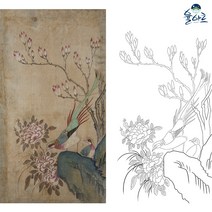 화조도 7 민화 도안 본그림 민화그리기 본 공모전 취미 원데이클래스 컬러링 수업자료 민화본, 고급 닥순지, 원본 사이즈(추천)