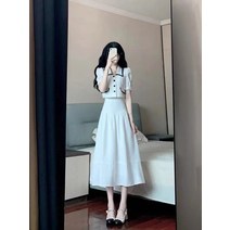 프렌치 느낌 화이트 원피스 명원 투피스 하복녀