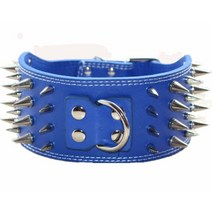 Pimaodog 스터드 강아지 목걸이 7.6cm(3인치) 날카로운 스파이크 가죽 개 목걸이 훈련 스포츠 걷기 미디엄 라지 XL 핏불 래브라도 복서용 (M:43.2, M:17-20 inch
