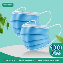 덴탈 먼지 위생 건강 칼라 마스크10-200 PCS 일회용 입 마스크 3 레이어 Earloop Meltblown 헝겊 비 짠 얼, 04 100 Pcs Blue, 한개옵션1
