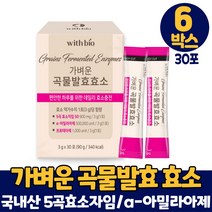 곡물발효효소 분말 가루 스틱 국내산 5곡 발효 효소 파우더 고소한 미숫가루맛 먹는법, 6개, 30포