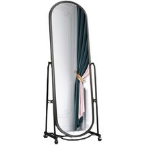 이케아 피팅 전신 거울 스탠드 북유럽 타 원형 바퀴달린 문걸이 노 프레임 모던 예쁜 심플 화사 침실 의류 매장 핑크 공주 원룸 꾸미기 블랙, E