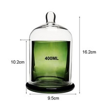캔들만들기재료 캔들유리용기 소이캔들만들기 DIY양초용 유리 병 1 개 돔 Cloche 벨 항아리 향기로운 만들, 03 400ML-Green