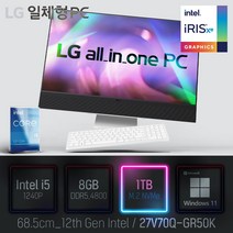 LG 일체형PC(12세대) 27V70Q-GR50K [이벤트 한컴오피스 증정], 27V70Q-GR50K 램8GB + SSD1TB