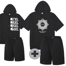 코코쉘 HSK 7XL 상의하의 오버핏반팔 셋트 포켓반바지 빅사이즈 상하 세트 SET 반팔셋트 반팔후드