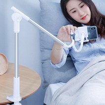 Baseus 견고하고 튼튼한 누워서 침대 자바라 스마트폰 휴대폰 거치대 360도회전, 1개, Sky Gray