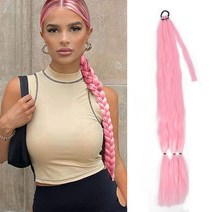쿠션 인테리어 장식 100cm 40 인치 슈퍼 롱 점보 박스 브레이드 드로 스트링 포니 테일 헤어 피스 가발 흑인 여성용 합성 익스텐션, 02 20 inches, 04 Wrap Around pink