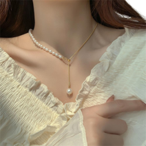 꽃소담 49cm 디자인 감각 담수진주 목걸이 천연진주초커 ZYA53