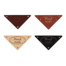 삼각 핸드메이드 가죽라벨 handmade 수제 가죽택, 다크브라운 불박